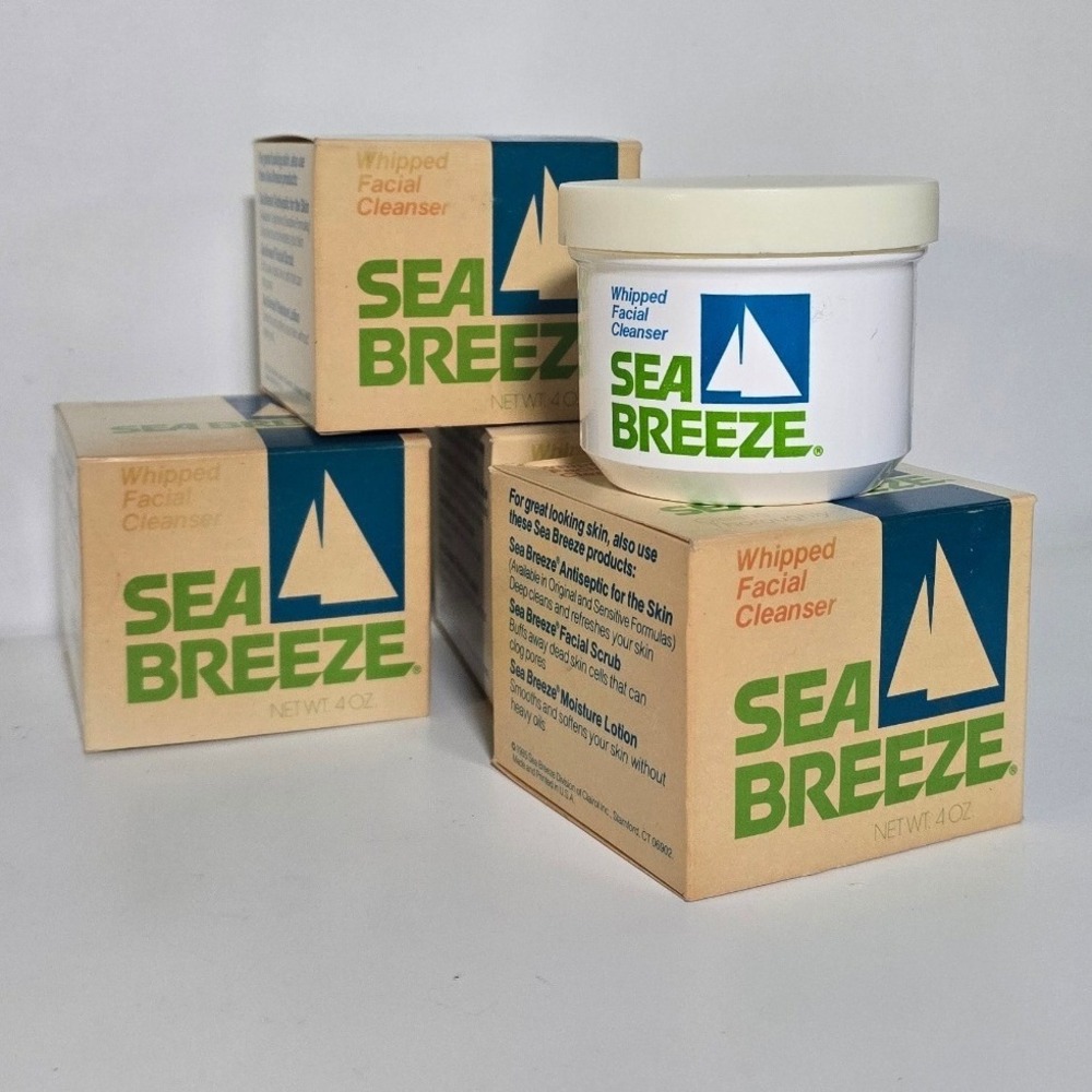 Vintage 1985 Sea Breeze Whipped Facial Cleanser 4oz Clairol USA Lot of 3 New Box